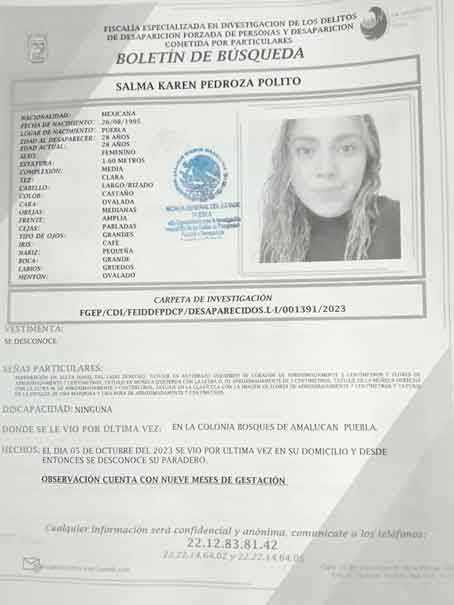 Desaparece Salma Karen en Bosques de Amalucan en Puebla tiene 9 meses de embarazo2