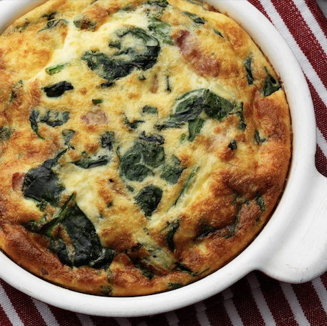 Frittata keto con espinaca y panceta